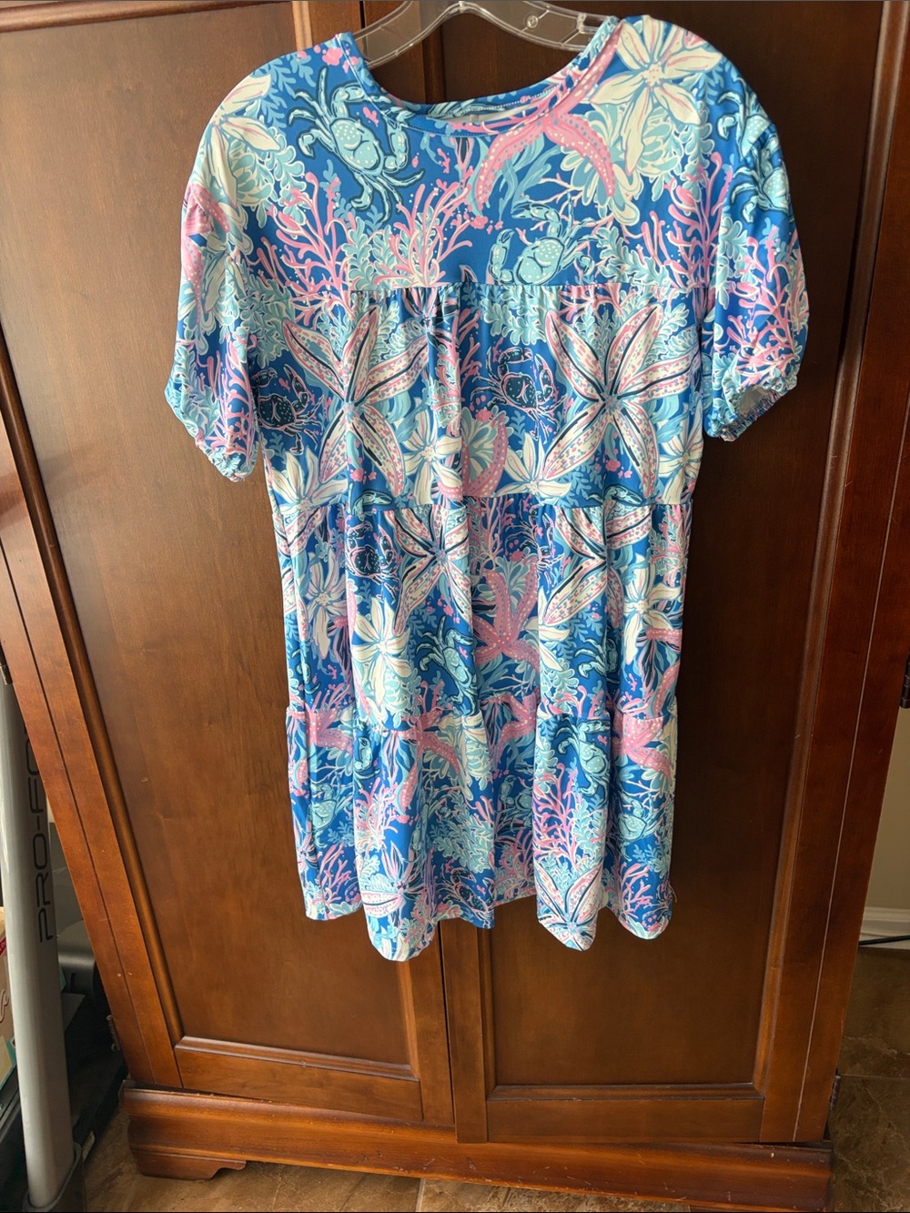 Simply Southern Blue Dress with Pink Coral Motif